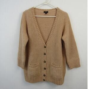 Talbots Tan Alpaca Wool Blend Gold Domed Buttons Grandpa Cardigan Sweater Size X